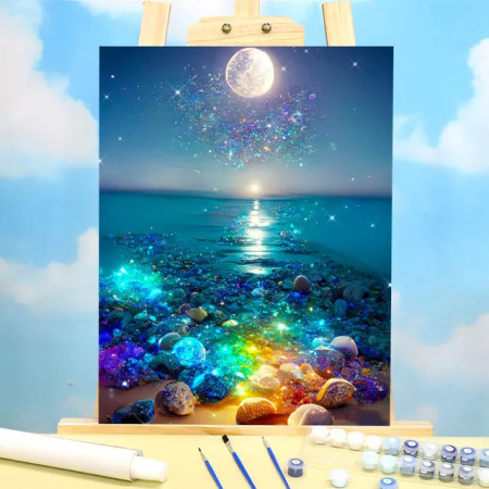 Paint by Numbers Fantasy - Bioluminescent Wonderland Moon