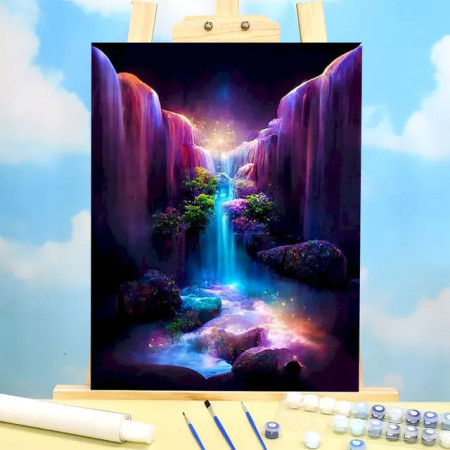 Paint by Numbers Fantasy - Crystal Kingdom Fairy Waterfall