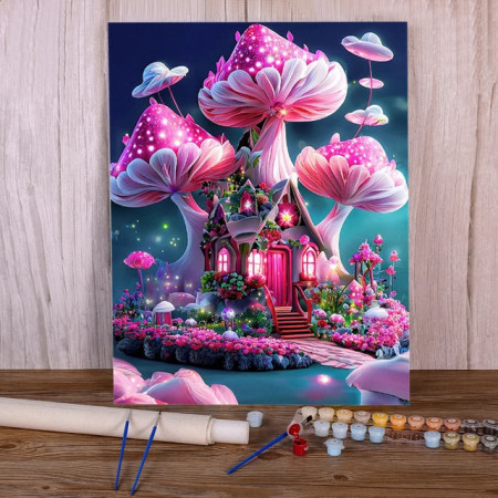 Paint by Numbers Fantasy - Enchanted Fairy Mushroom Kingdom
