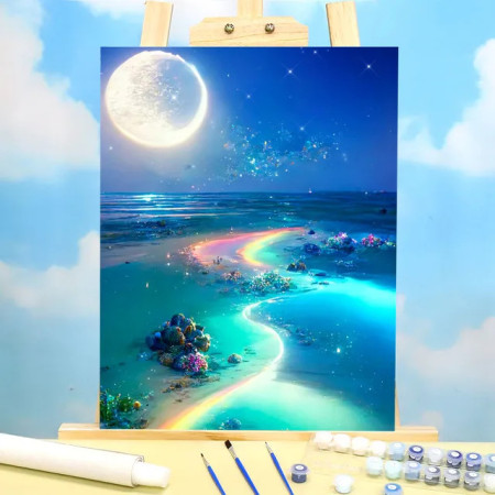 Paint by Numbers Fantasy - Lunar Paradise with Shimmering Reefs
