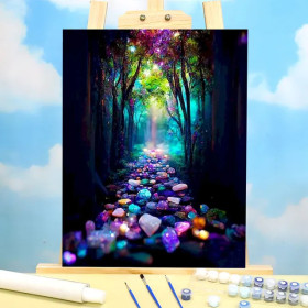 Painting by Numbers "Path of Enchanted Crystals" - Fantasy Painting to Paint
