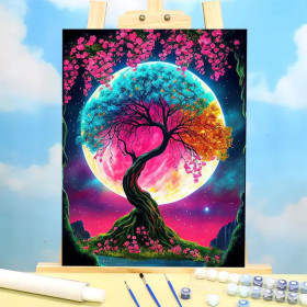 Dreamy Paint by Number "Tree of Life under Rainbow Moon" - Fairytale Painting to Make