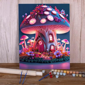 Fantastic Paint by Number "Enchanted Mushroom House" - Fairytale Picture to Create