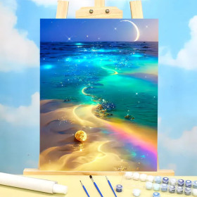 Magic Paint by Numbers "Lunar Rainbow Ocean" - Enchanting Marine Painting to Create