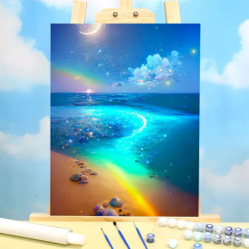 Magic Paint by Numbers "Rainbow Dream Beach" - Paradise Painting to Create