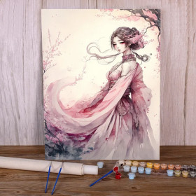 Paint by Number Cherry Blossom Dance | Poetic Numbered Painting