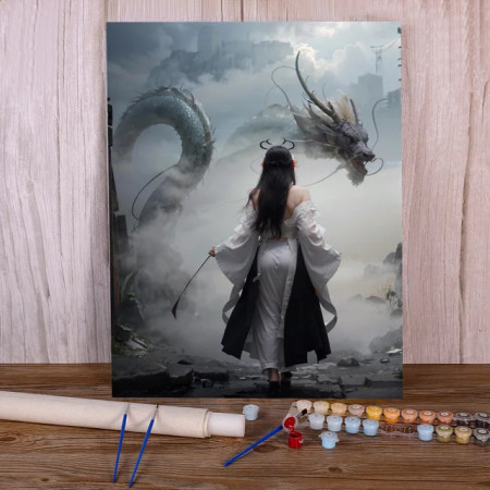 Paint by Number Dance of the Dragons | Fantasy Numbered Painting