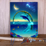 Paint by Numbers Dolphin in Moonlight - Sea Dream Canvas