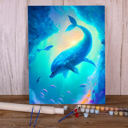 Painting by Numbers Dolphins Ocean Fantasy Canvas Art