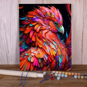 Paint by Numbers Flamboyant Cockatoo Multicolored Feather Fireworks