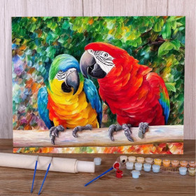 Paint by Numbers Colorful Jungle Macaws Majestic Parrot Duo