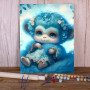 Paint by Numbers Adorable Baby Monkey Blue Floral Crown Clouds Sweetness