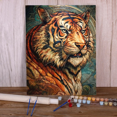 Paint by Numbers Fierce Tiger Expressive Portrait Wild Majesty