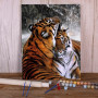 Painting Numbers Tigers Hugs Scene Family Tenderness Wild Animals