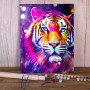 Tiger Pop Art Paint Numbers Portrait Feline Neon Explosive Colorful