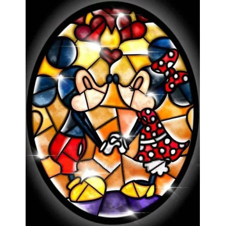 Disney Paint by Numbers Kit - Stylized Stained Glass Window with Loving Hearts