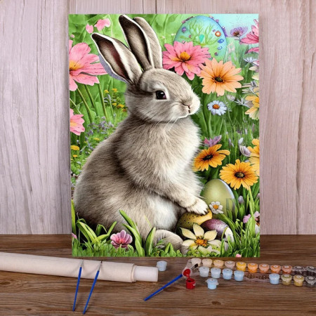 Paint by Number - Spring Rabbit in Flower Garden