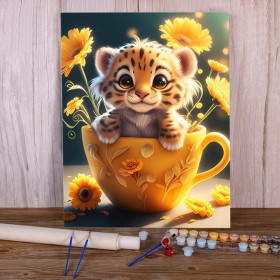 Paint by Number - Cuddle the Playful Tiger in his Teacup