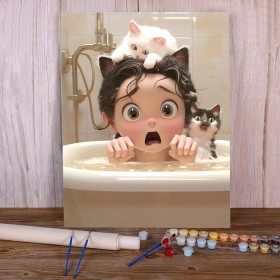 Paint by Number - Margotine and her Feline Companion