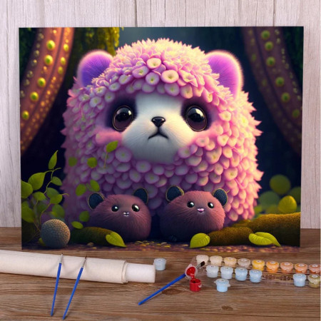 Paint by Number Teddy Bear Flowers Animals Forest Cute