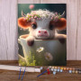 Cow flowers crown wall - Soothing naive painting