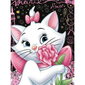 Diamond Painting White Cat and Flower - Disney Craft Kit