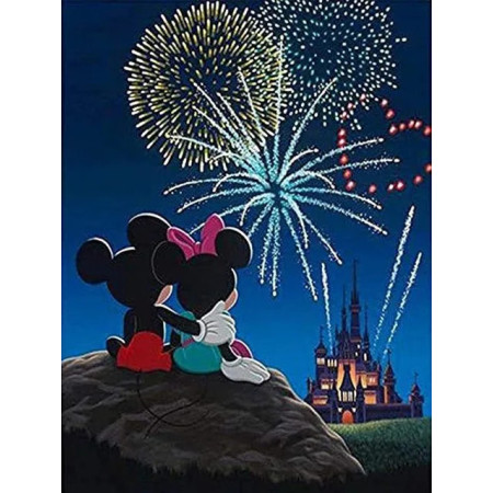 Paint by Number Couple Animated Characters and Fireworks