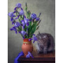Persian Cat and Iris Paint by Number Kit | Easy and Relaxing DIY Painting