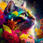 Paint by Number Psychedelic Cat - Colorful Painting