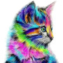 Paint by Number Rainbow Cat - Colorful Feline Painting