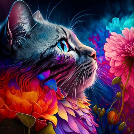 Paint by Number Mystical Floral Cat - Fairy Painting