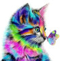 Paint by Numbers Rainbow Cat & Butterfly - Enchanting Feline Painting