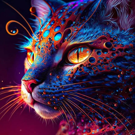 Cosmic Cat Paint by Number - Galactic Feline Painting