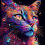 Psychedelic Cat Paint by Numbers - Hypnotic Feline Painting