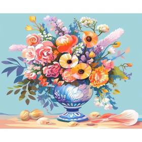 Paint by Number Enchanting Florilège - Multicolored Flower Painting