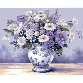 Paint by Numbers Enchanting Mauve Bouquet - Elegant Flower Painting