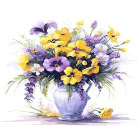 Paint by Numbers Spring Purple Bouquet - Sunny Flower Painting