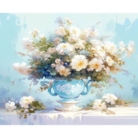 Paint by Number Pure White Bouquet - Delicate Flower Painting