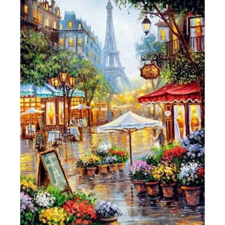 Painting by Numbers "Parisian Market Under the Eiffel Tower"