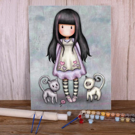 Gorjuss Young Romantic with Kittens Paint by Numbers