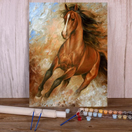Paint by Numbers Arabian Horse Galloping in a Vaporous Way