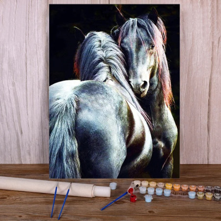 Mystical Pearly Horses Duo - Paint by Numbers