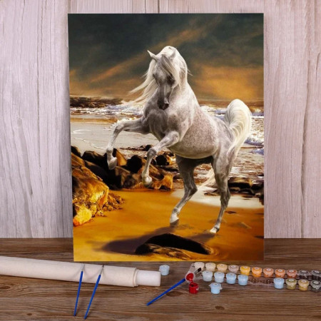 Fiery White Horse - Paint by Numbers