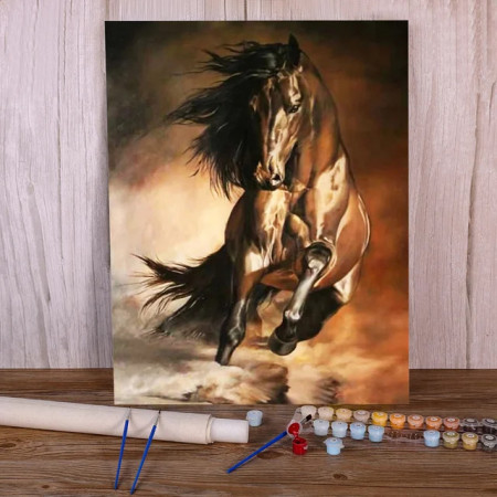 Proud Horses Galloping in Fire - Spectacular Paint by Numbers
