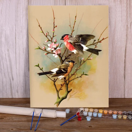 Paint by Numbers Flowering Branch - Birded Spring Sprigs