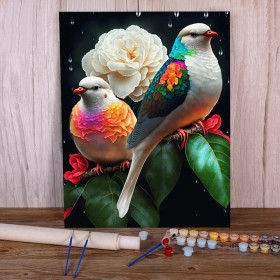 Paint by Numbers Flamboyant Birds and Peony