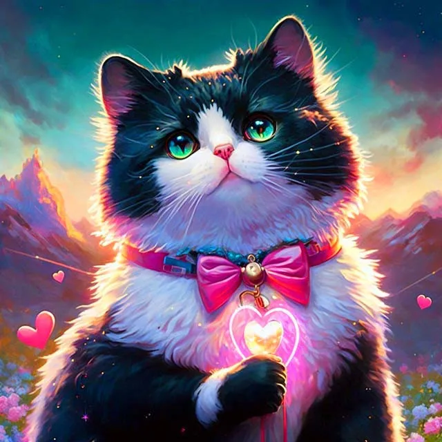 Paint by Number Cat Bow Tie