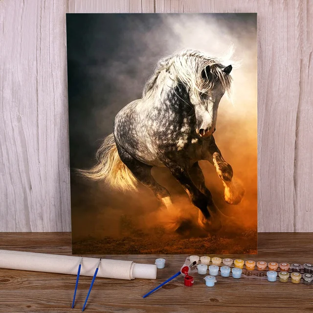 Paint by Numbers Iberian Horse at a Fiery Gallop