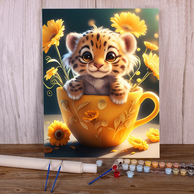 Paint by Number - Cuddle the Playful Tiger in his Teacup