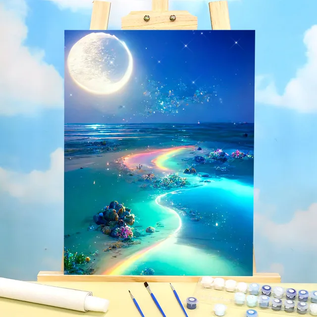 Paint by Numbers Fantasy - Lunar Paradise with Shimmering Reefs